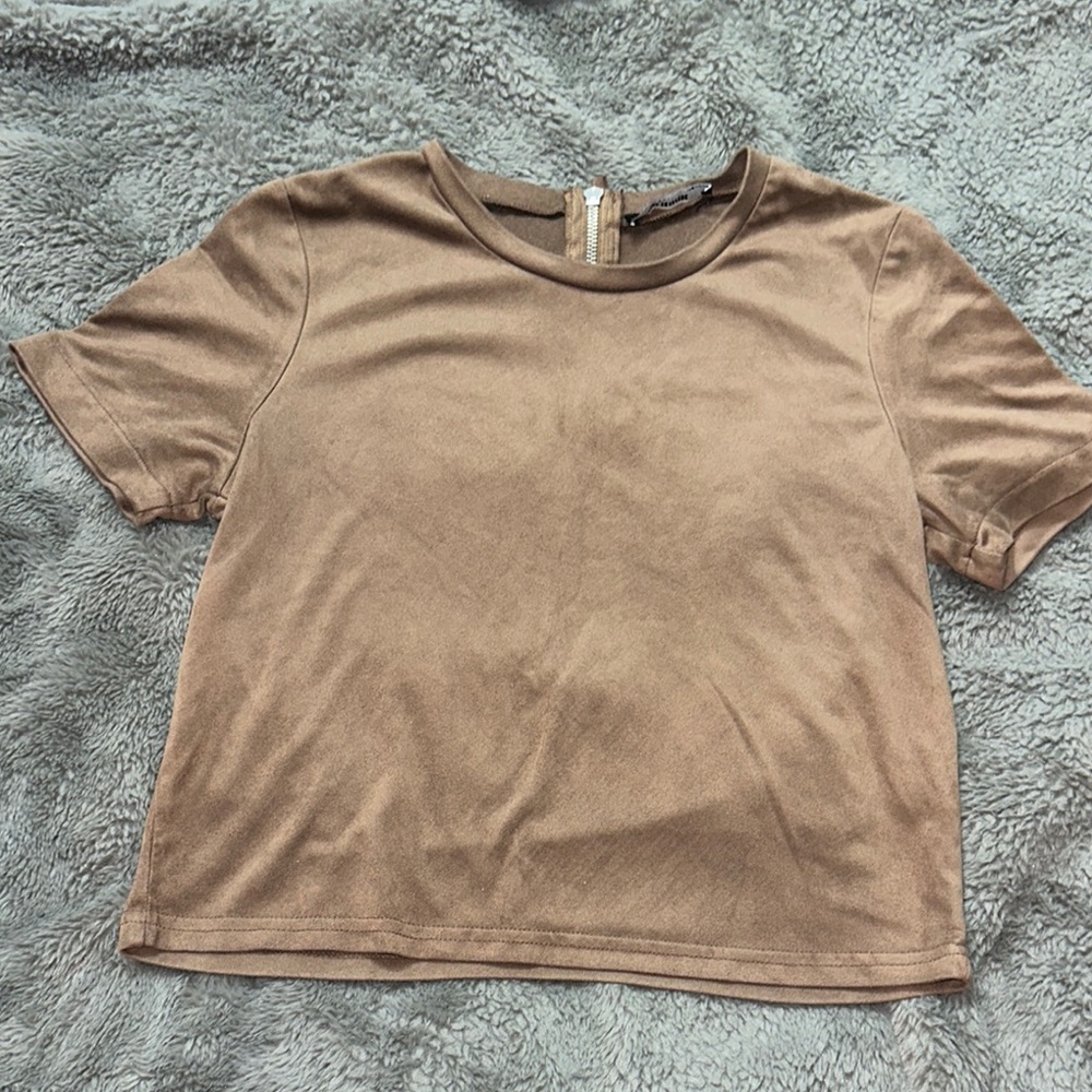 Brown Short Sleeve Women's Top